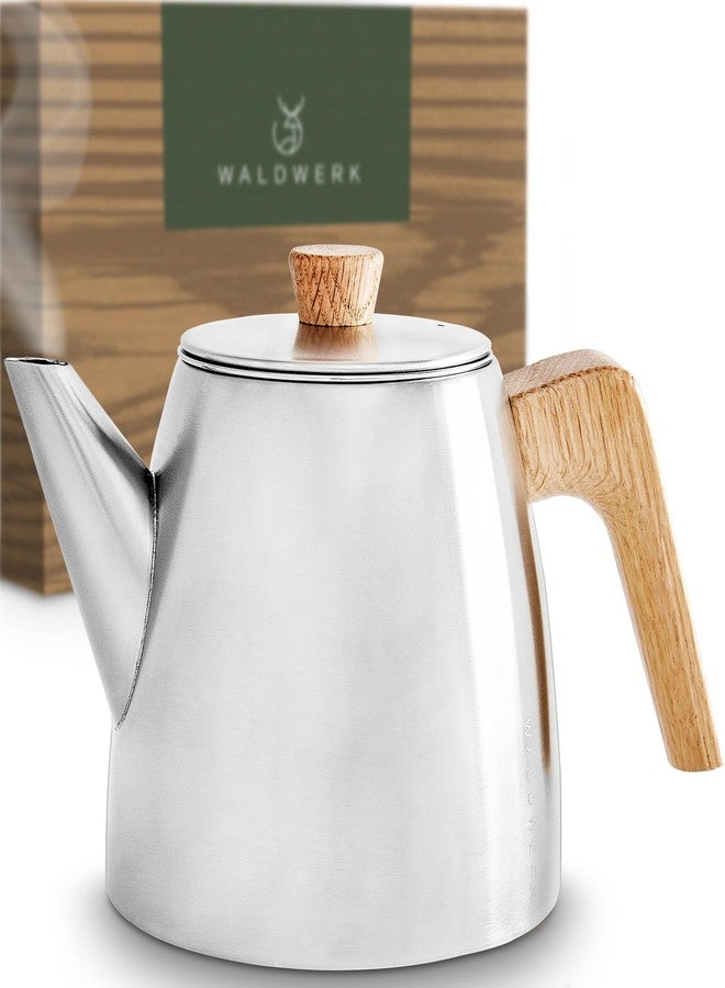 WALDWERK Tea Pot with Infuser - Double Wall Stainless Steel Teapot - Tea Pot with Infuser for Loose Tea - Made from 304 Stainless Steel and Oak Wood - Isolated Teapot with Strainer - 100% Drip Free - Image 1